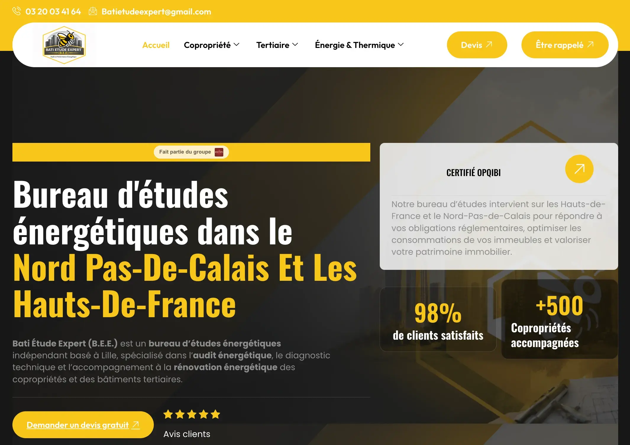 Création du site WordPress BEE, bureau d’audits énergétiques