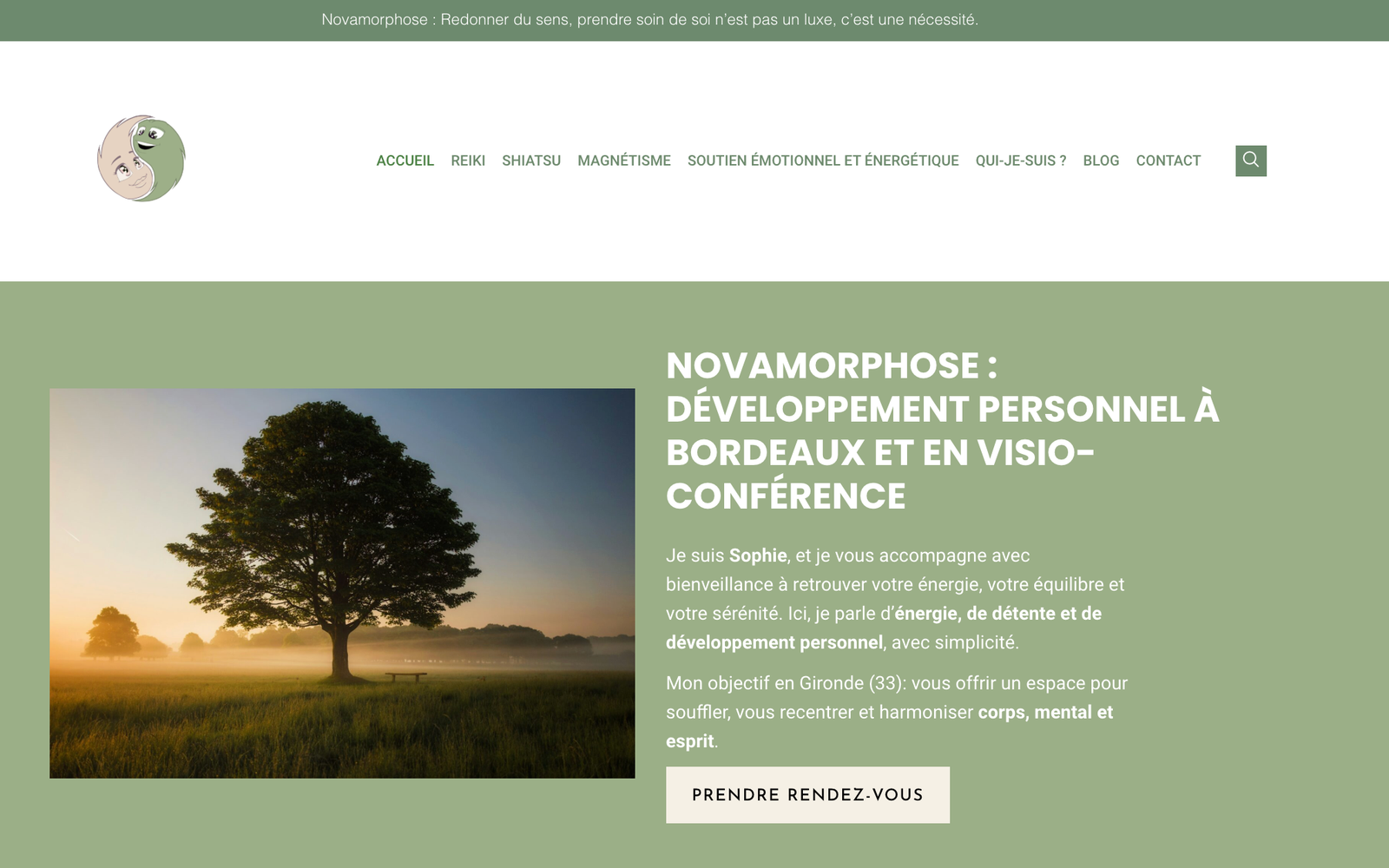 Création du site WordPress Novamorphose, développement personnel à Bordeaux