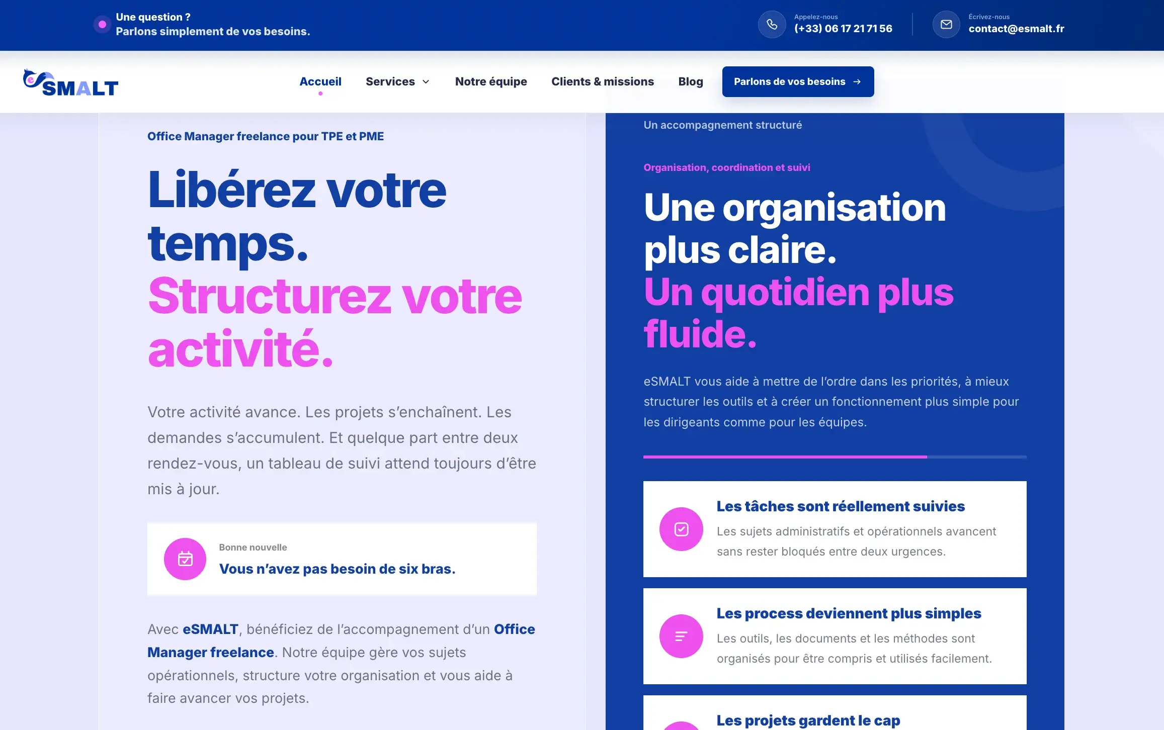 Aperçu de la refonte du site eSMALT