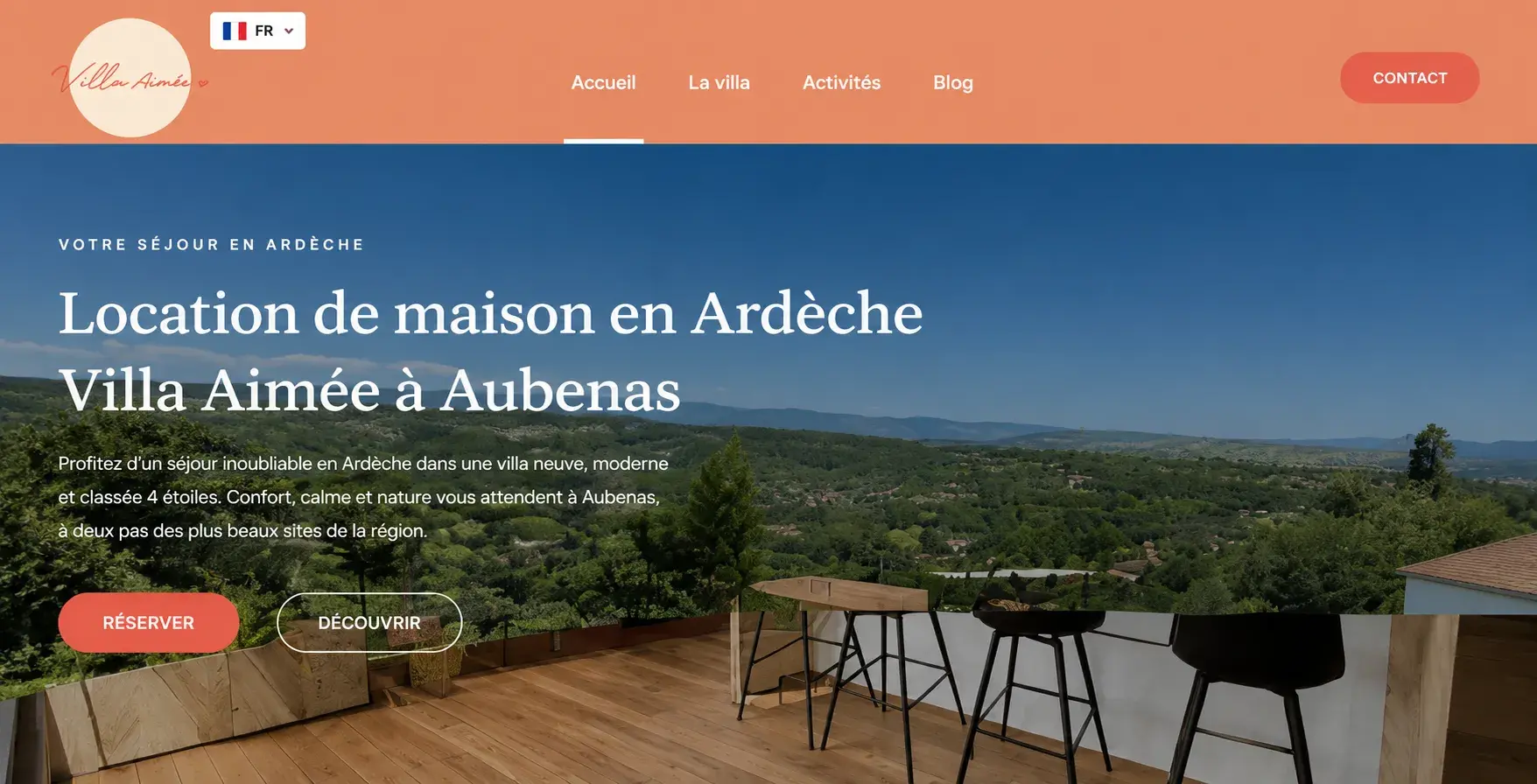 Création du site WordPress Villa Aimée, location de vacances à Aubenas en Ardèche