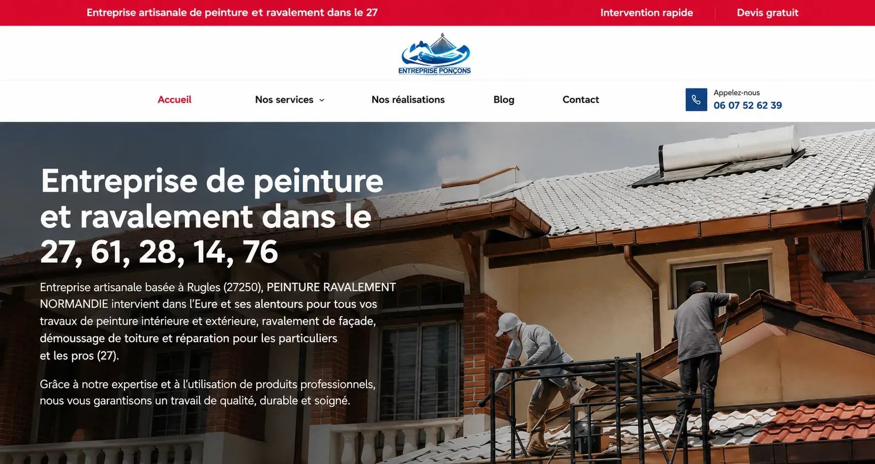 Aperçu de la refonte du site Couvreur & façadier en Normandie