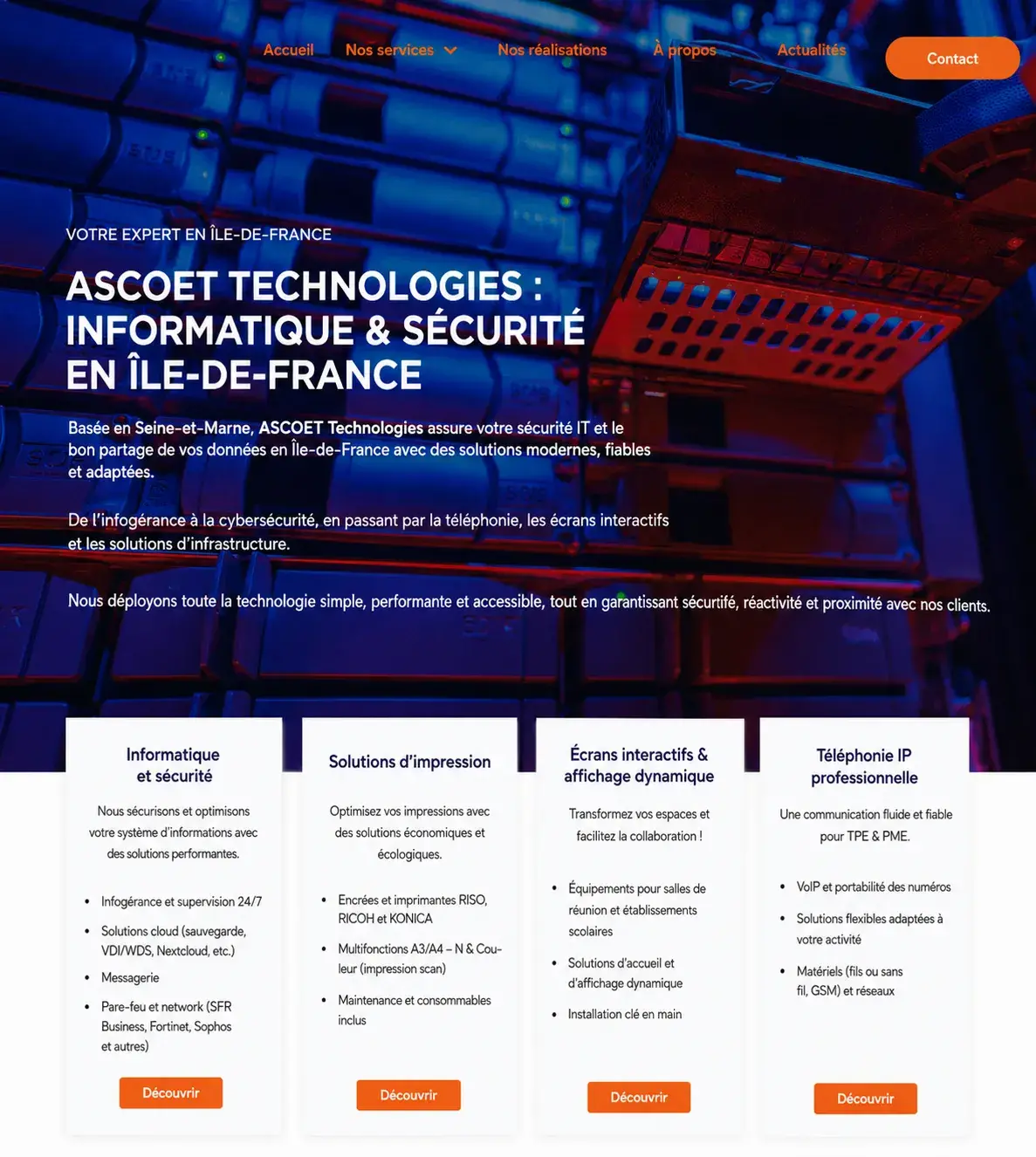 Aperçu de la refonte du site Ascolet Technologie