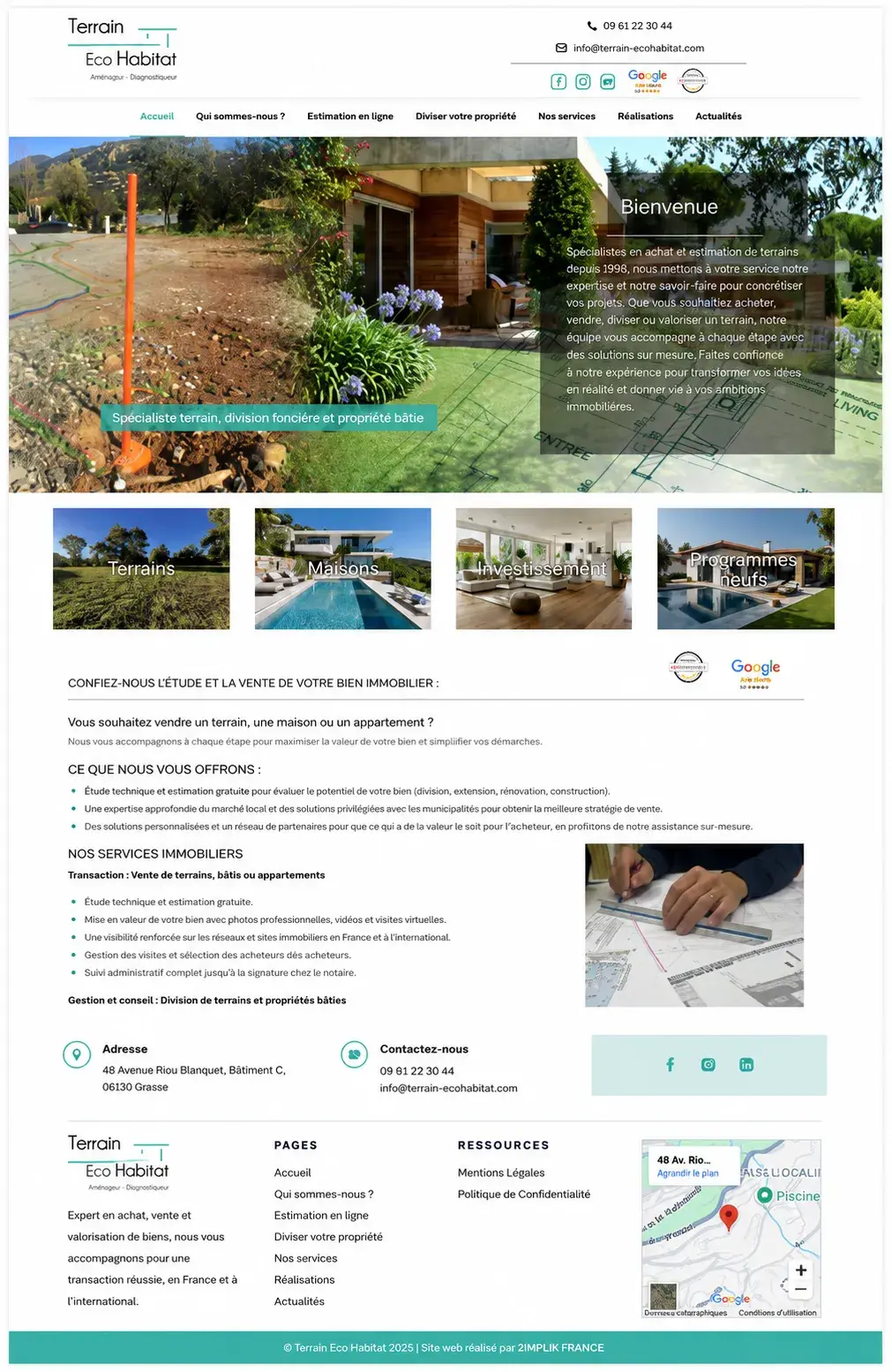 Site Terrain Eco Habitat avant la refonte WordPress