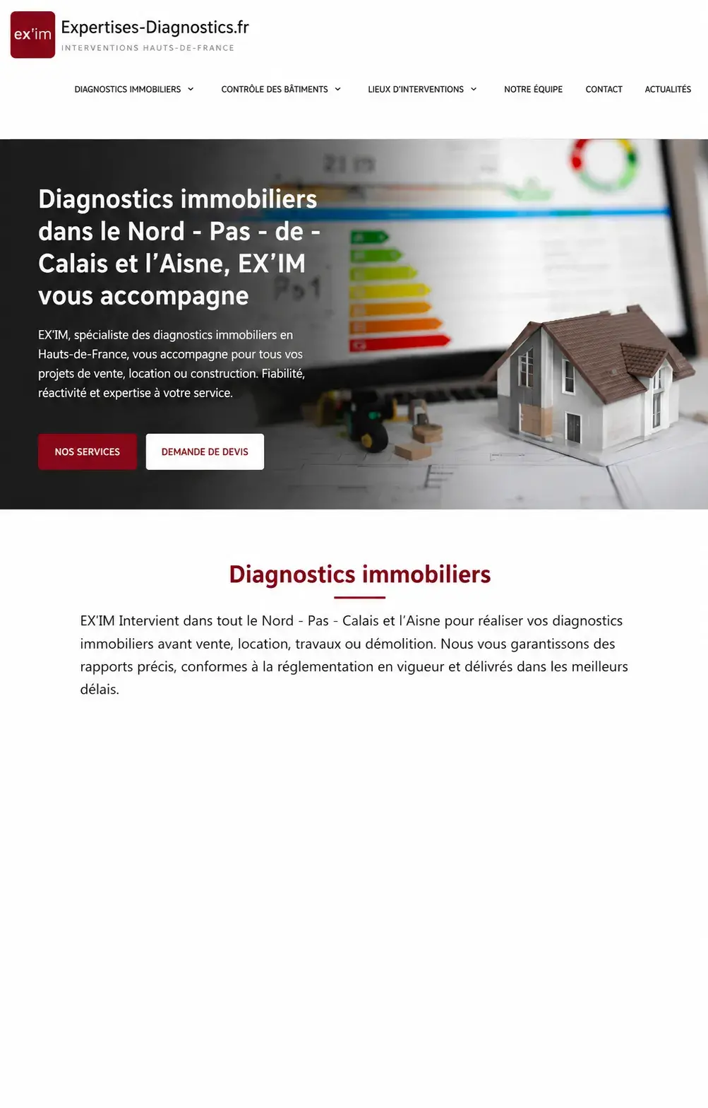 Aperçu de la refonte du site EX’IM Expertises