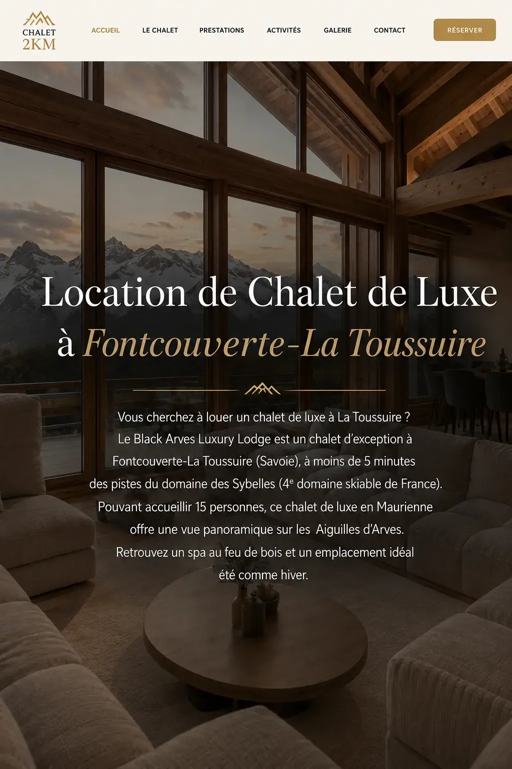 Aperçu de la refonte du site Black Arves Luxury Lodge