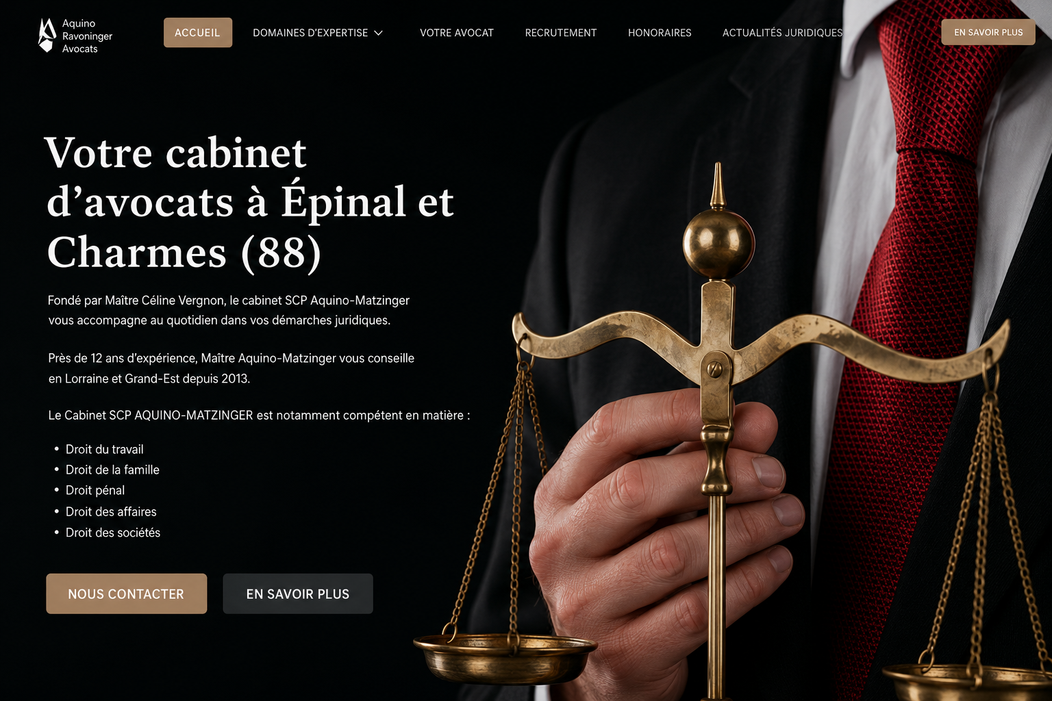 Aperçu de la refonte du site Aquino Matzinger