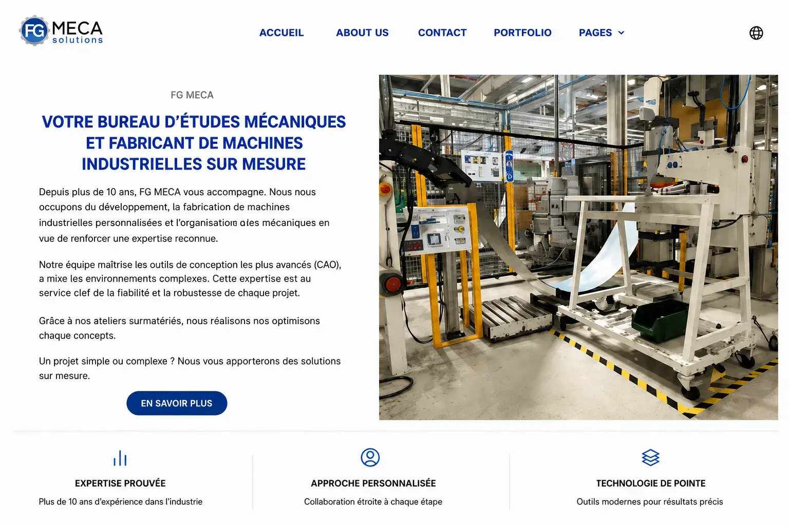 Aperçu de la refonte du site FG MECA