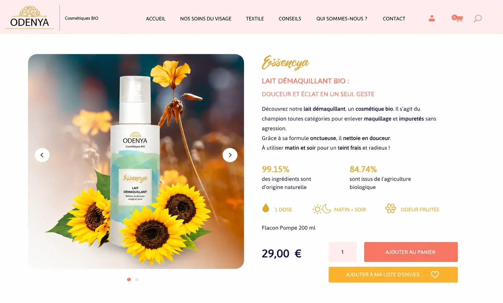 Aperçu de l’étude de cas Odenya Cosmétique — rédaction de fiches produits