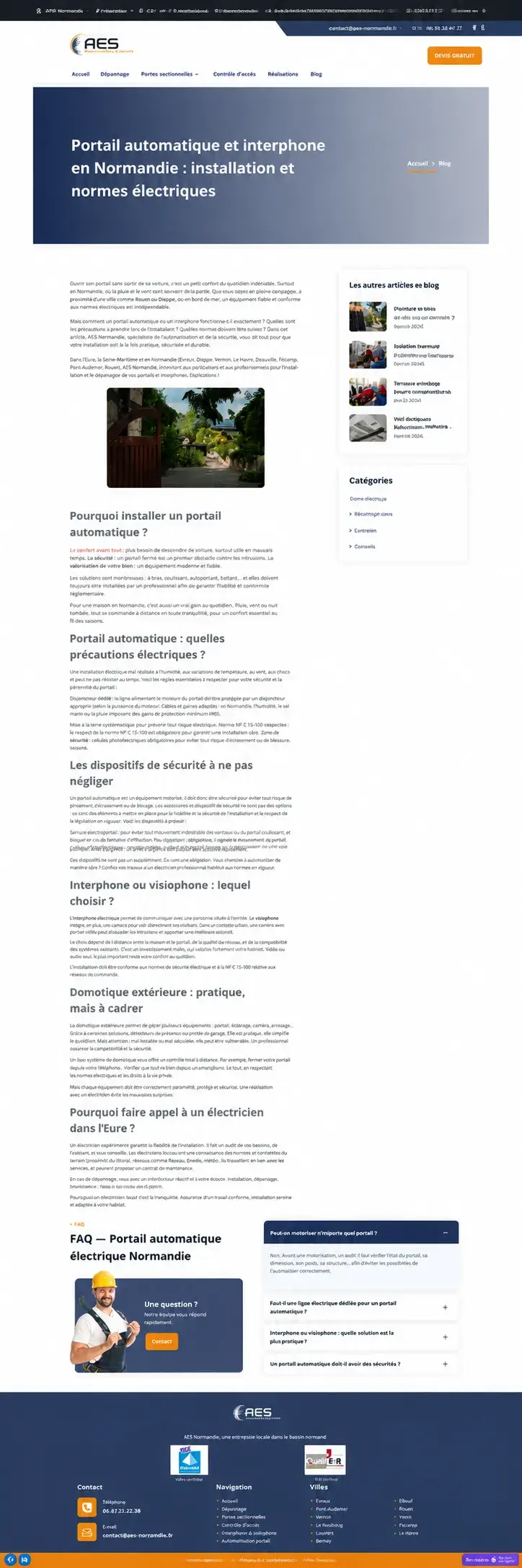 Aperçu du projet de rédaction d’article de blog pour AES Normandie