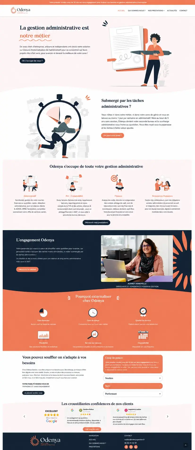 Aperçu du projet de copywriting réalisé pour Odenya Gestion