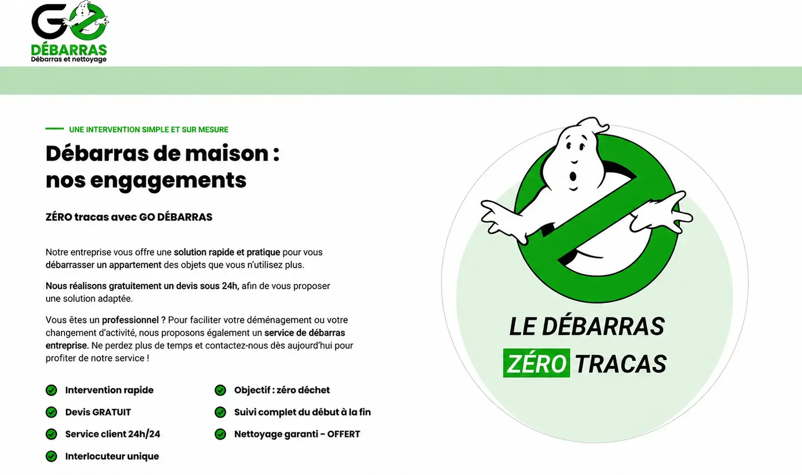 Aperçu du projet de copywriting GO Débarras