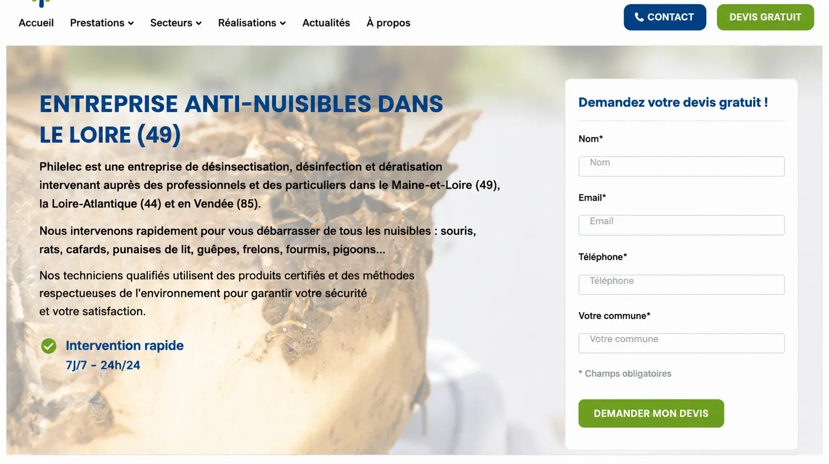 Aperçu du projet de copywriting JM Nuisibles