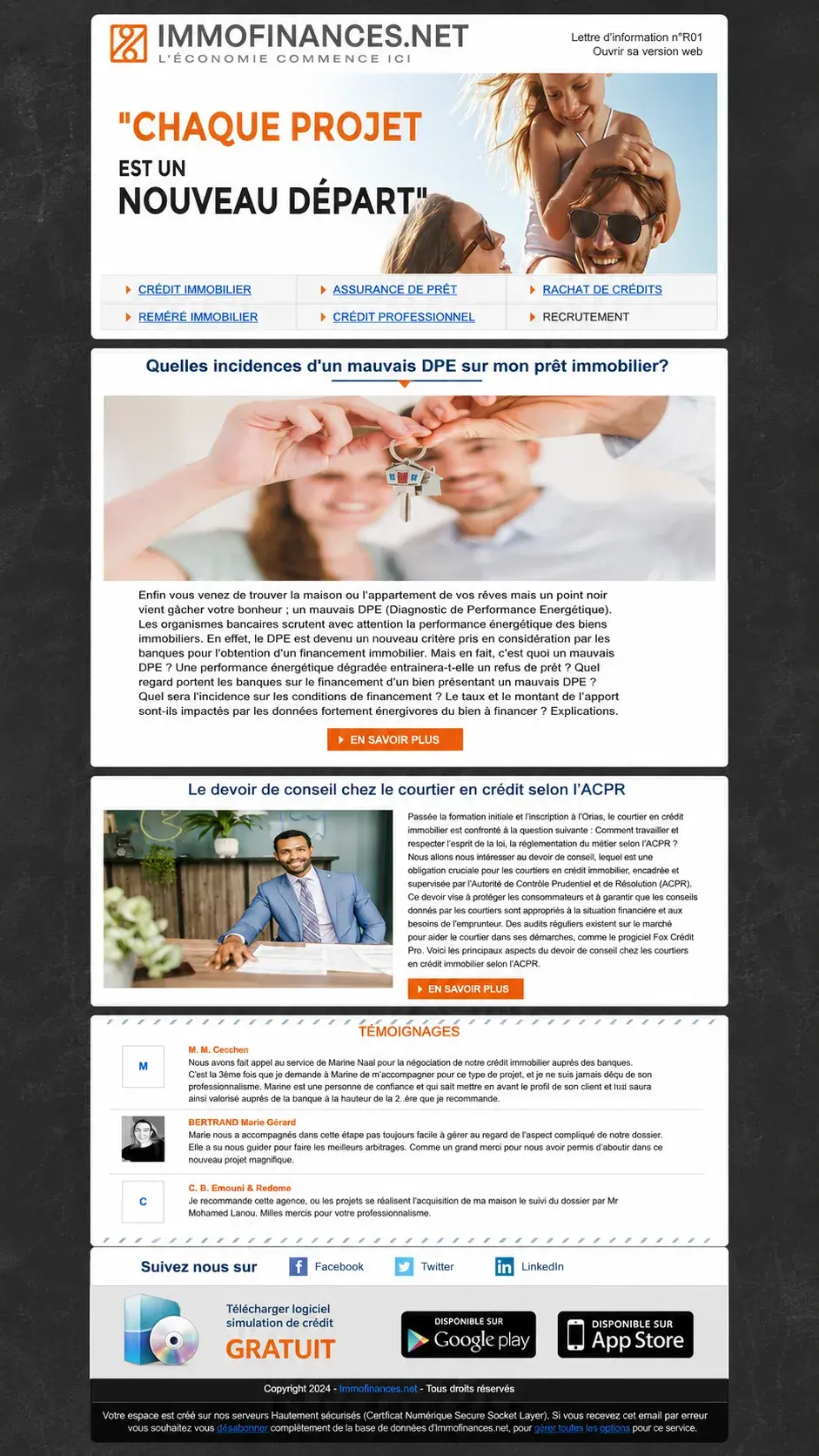 Newsletter Immo Direct avant