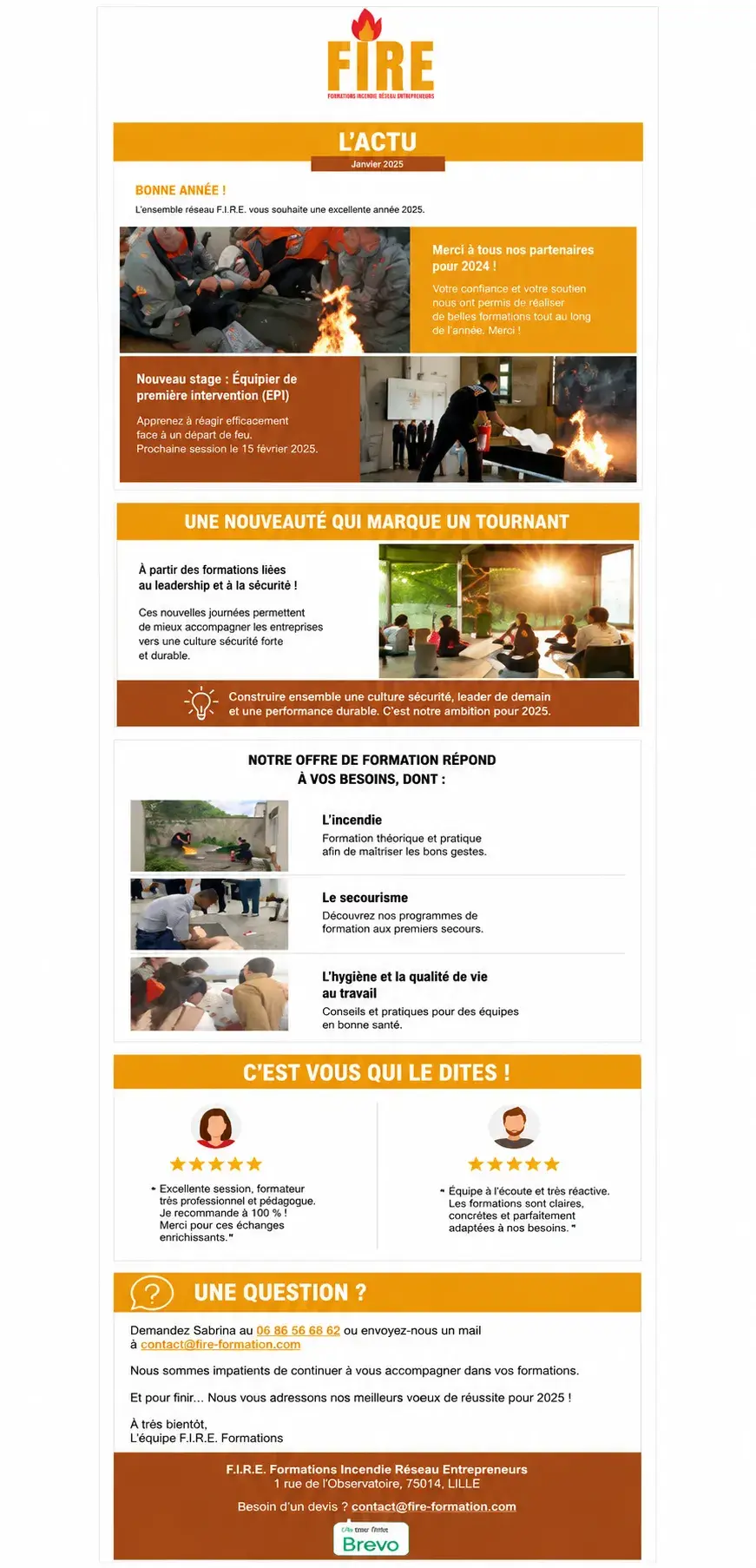 Projet newsletter F.I.R.E. Formations sur la formation contre le feu réalisé par Sandra Doucet