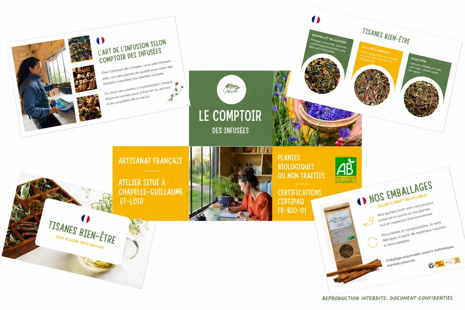 Présentation professionnelle réalisée pour Le Comptoir des Infusées