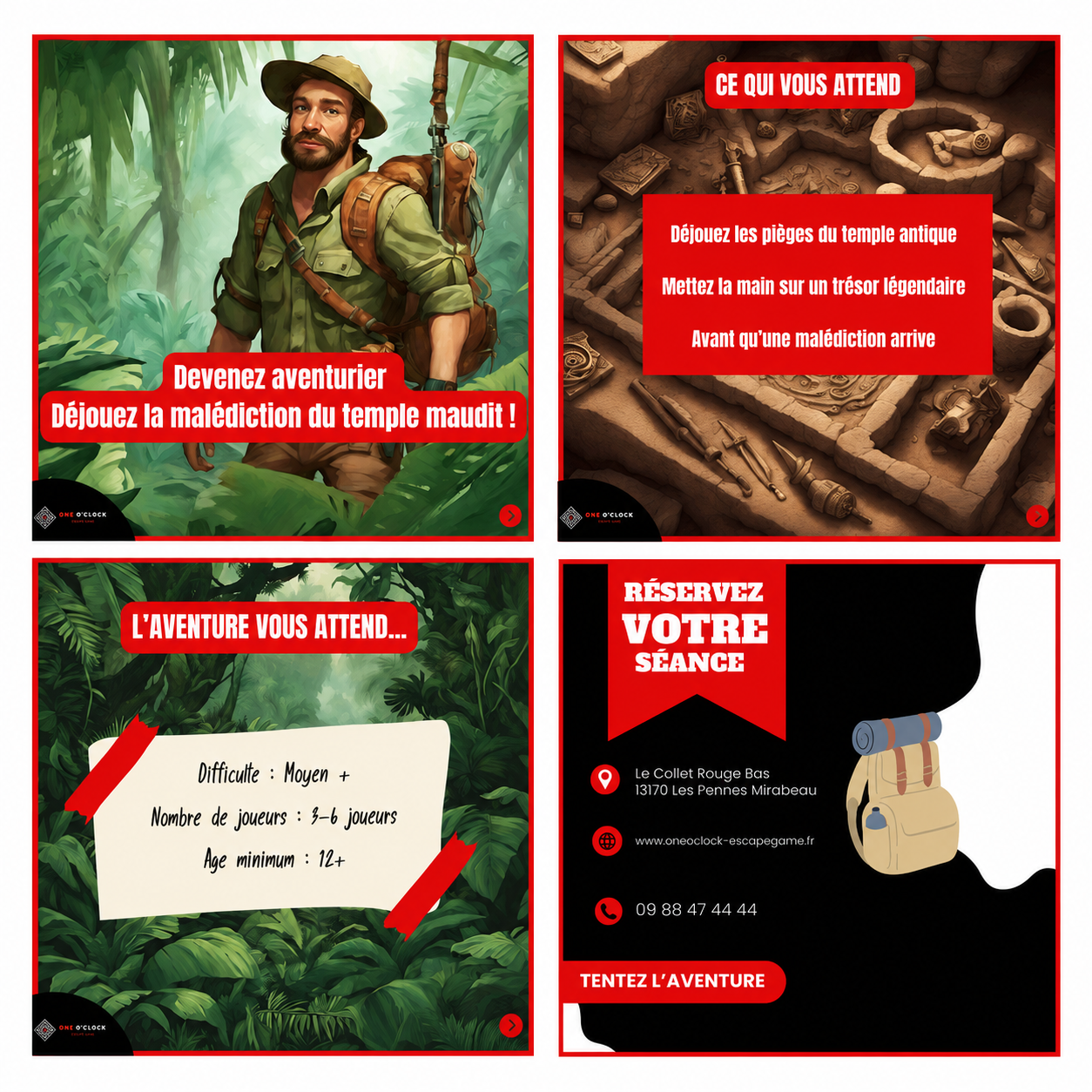 Création community management One O’Clock Escape Game