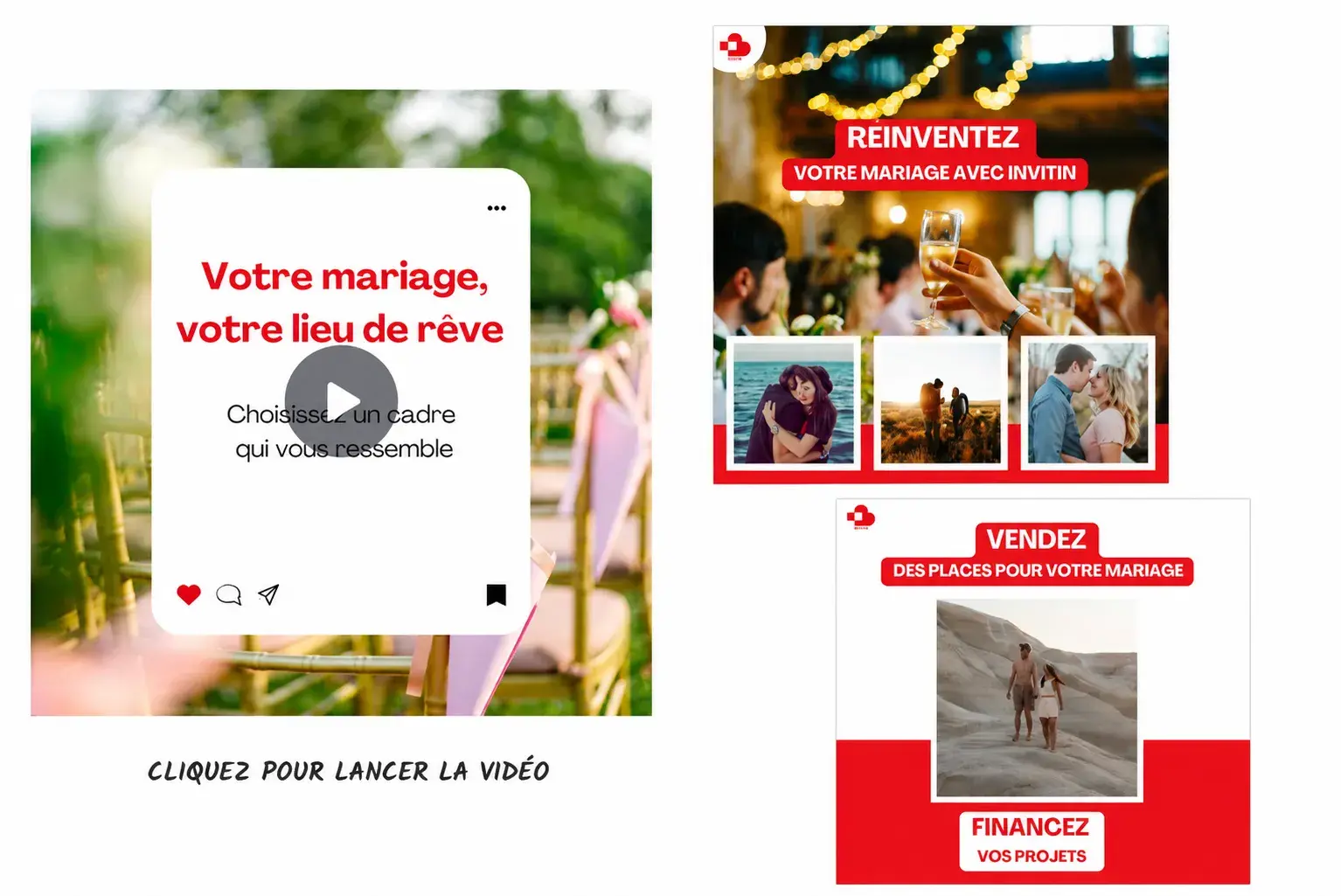 Aperçu des contenus réalisés pour Invitin autour du mariage