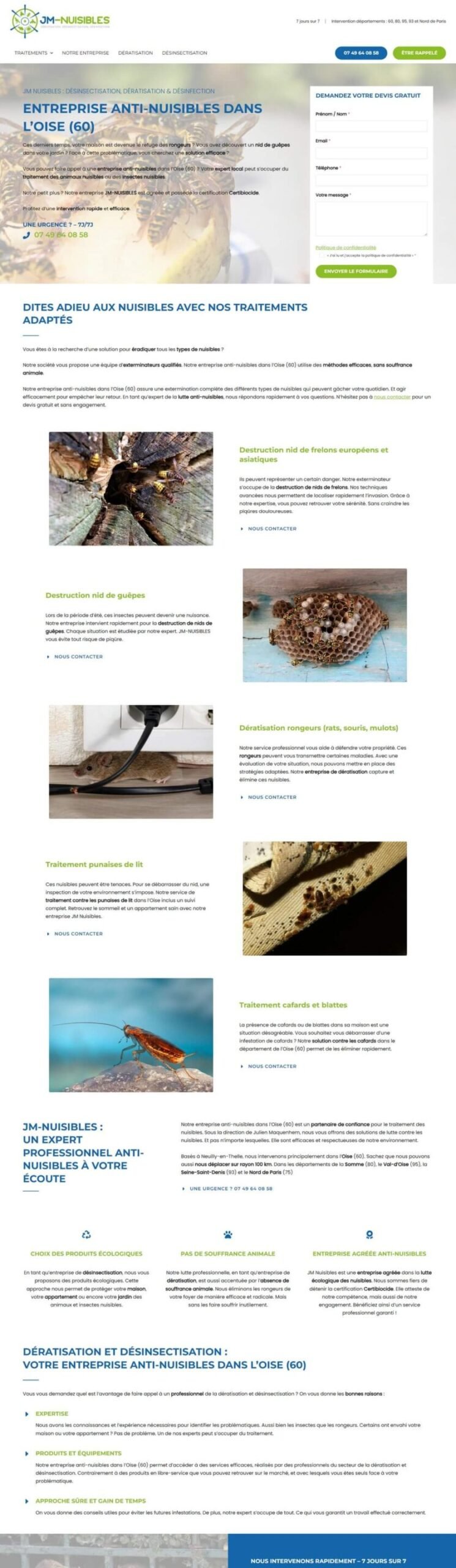 Aperçu du projet de copywriting réalisé pour JM Nuisibles